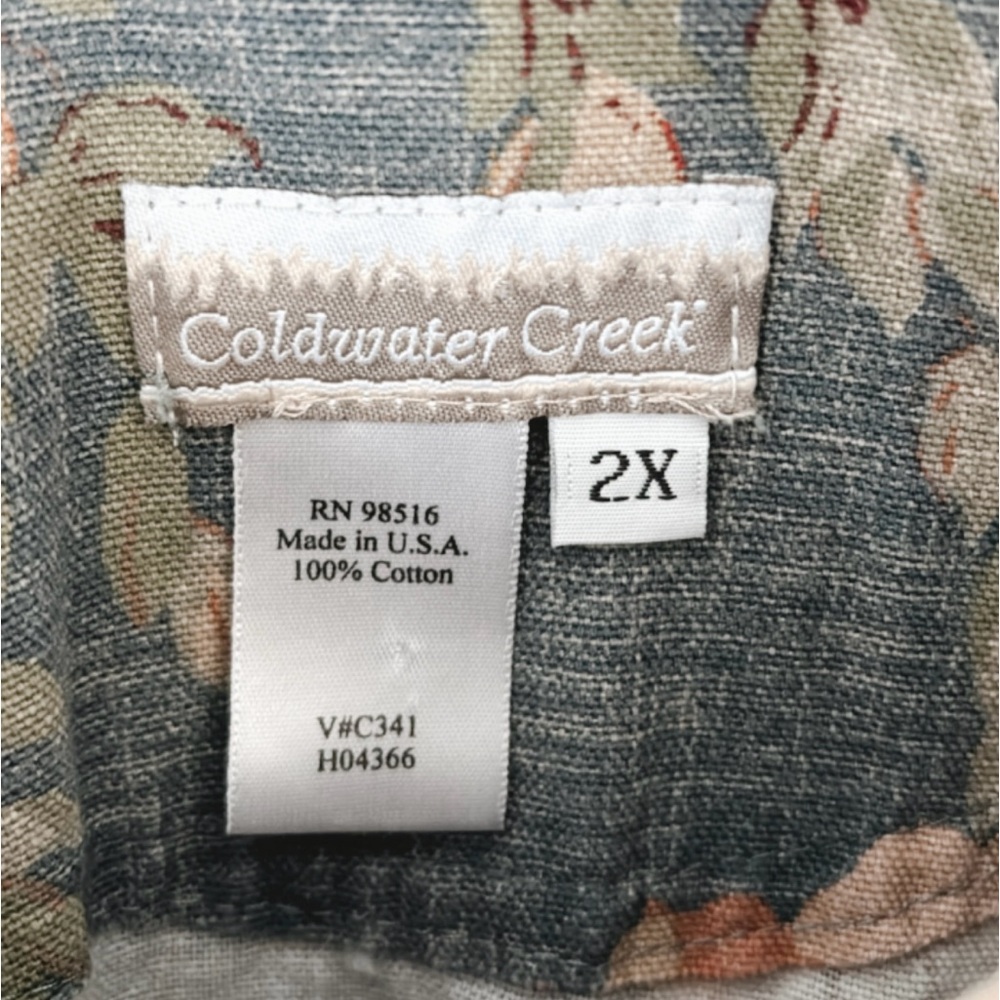 Coldwater Creek Canvas 100% Cotton Floral Jacket Muted Colorful Coastal 2X - Picture 11 of 12